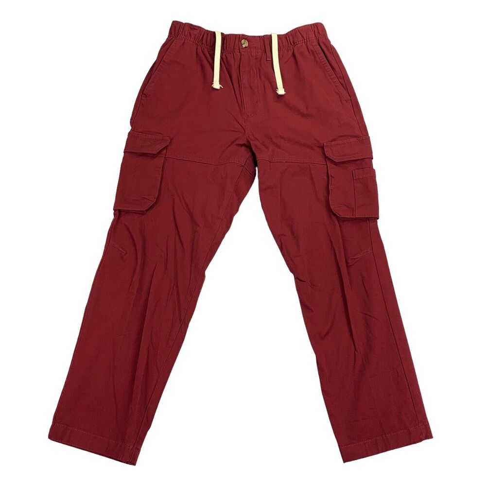Club Room Mens Classic Fit Drawstring Cargo Pants Maroon Red S